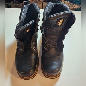 Lehigh Mens Power Cushion 6 Inch Black Leather Men's Boots Size 12 No Laces